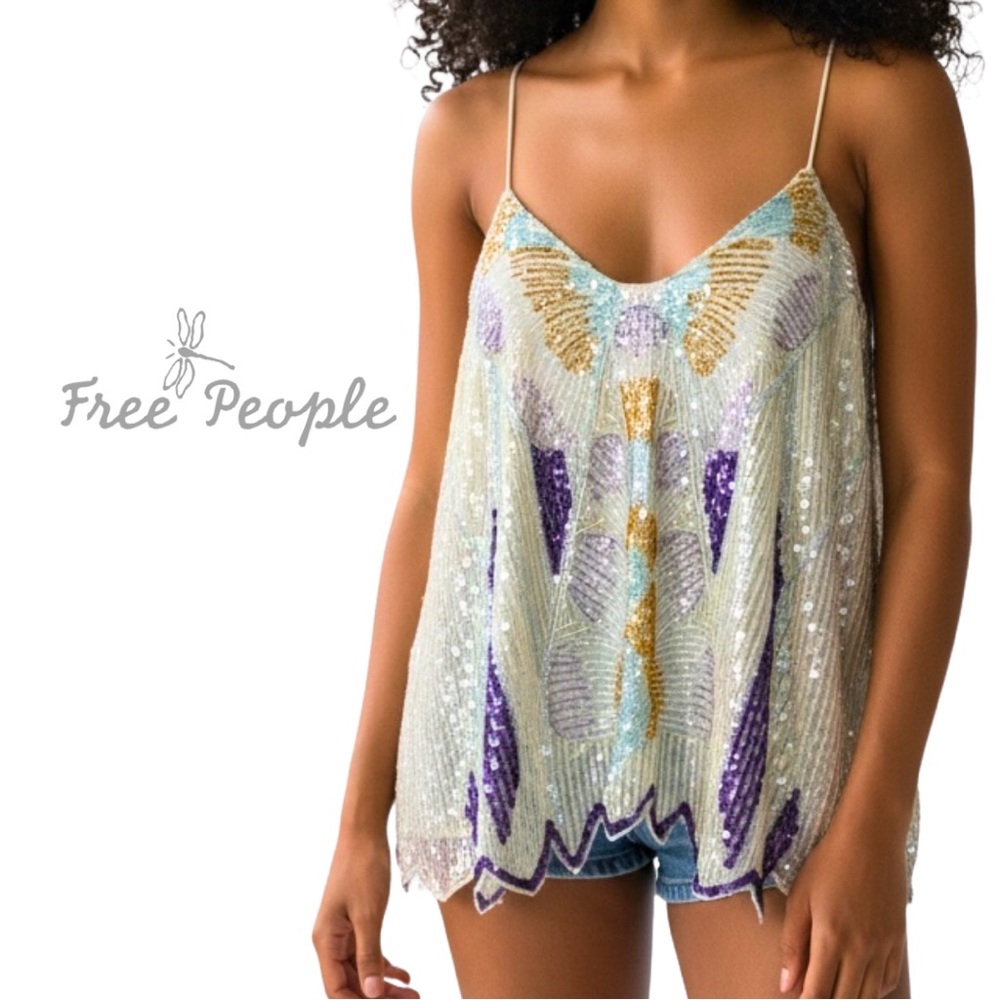 Beaded Sequin Asymmetrical Camisole Top - RARE - Picture 17 of 17